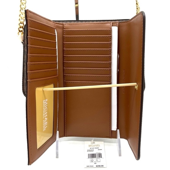 Michael Kors Large EW Crossbody Bag & Large Trifold Wallet Brown/ Gold - Picture 10 of 13